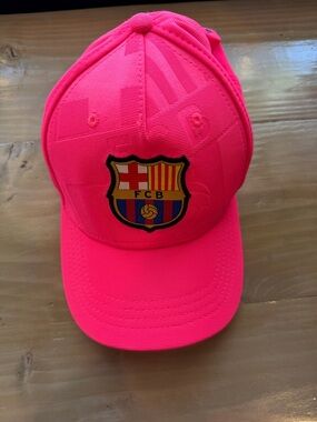 FCBarcelona Neon Pink Baseball Cap with Embroidered Back Logo